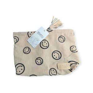Boyatu Smiley Face Corduroy Makeup Bag- NWT